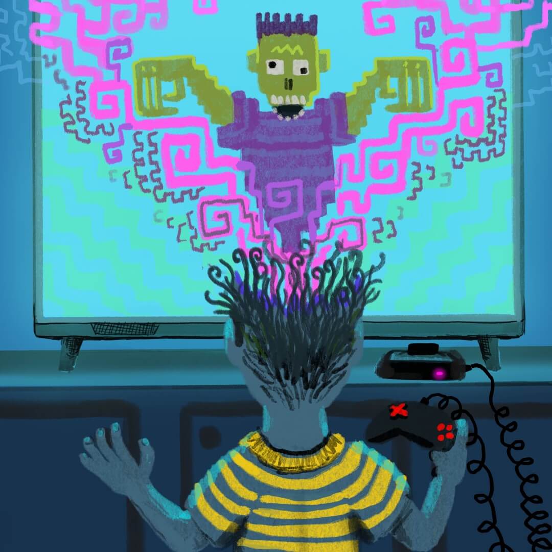 Scary video game zombie