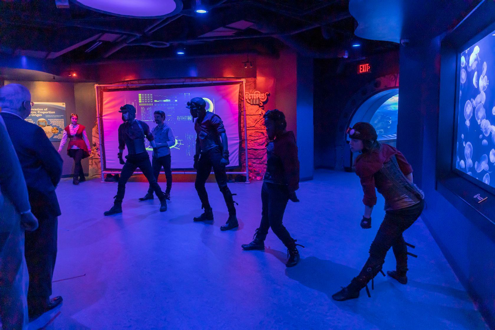 Pones dancers Ian Timothy Forgsen, Darnell Pierre Benjamin, Ernaisja Curry and Nicole A. Hershey in 20,000 Leagues Under the Sea. Photo by Mikki Schaffner.