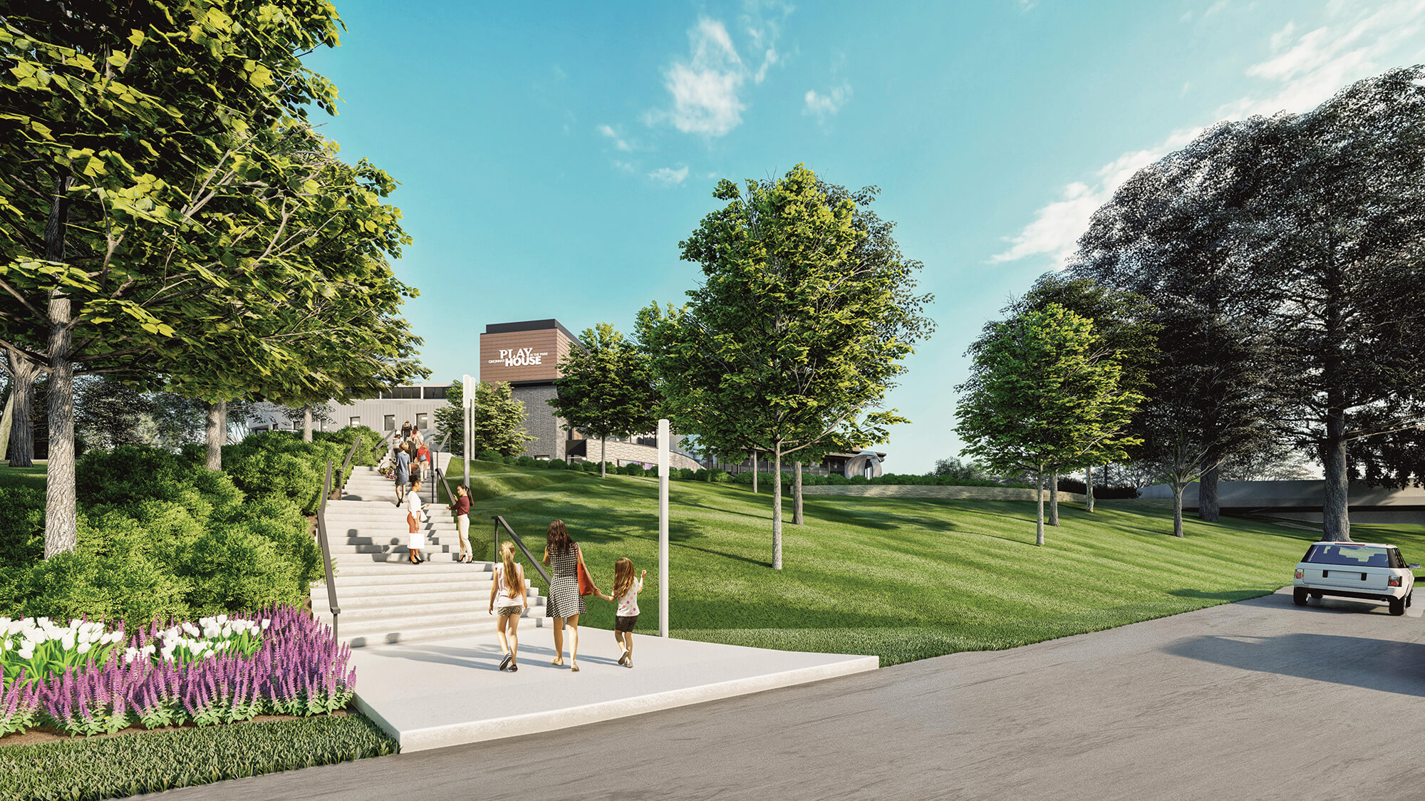 The new staircase leading up to the Playhouse from Mt. Adams Drive.