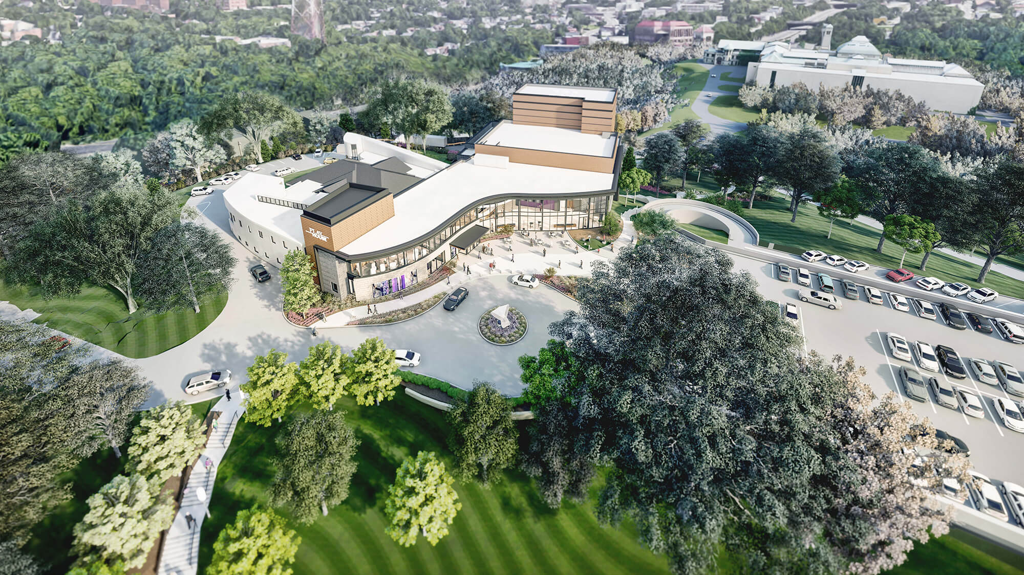 An aerial view of the new facility.