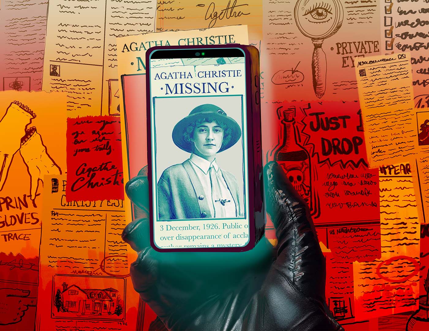 AGATHA CHRISTIE MISSING on a phone screen