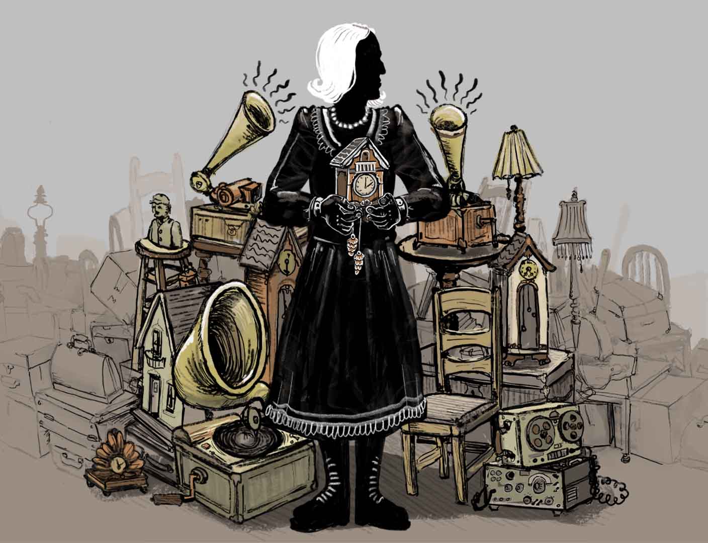 Figure holding clock