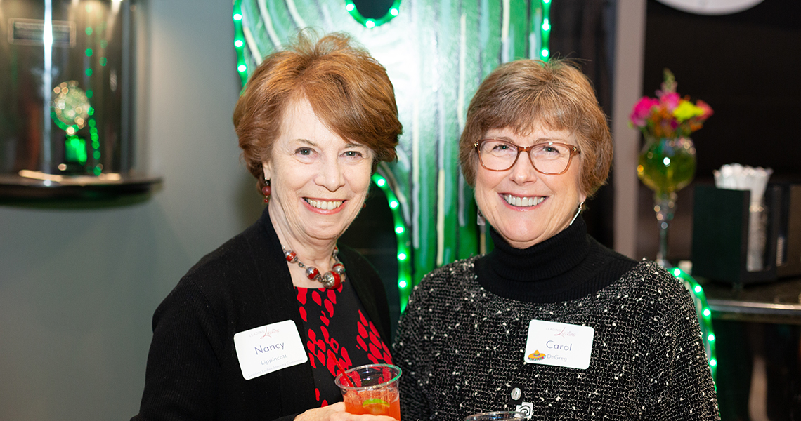 Leading Lady Nancy Lippincott with guest Carol DeGreg at a 2019-20 Leading Ladies event.
